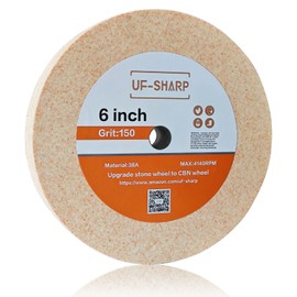 UF-SHARP 6 inch Bench Grinder Wheels, 1" Wide,1/2" Arbor, 150 Grit Aluminum Oxide Grinding Wheel for HSS and Carbon Steel Tools (150 Grit)