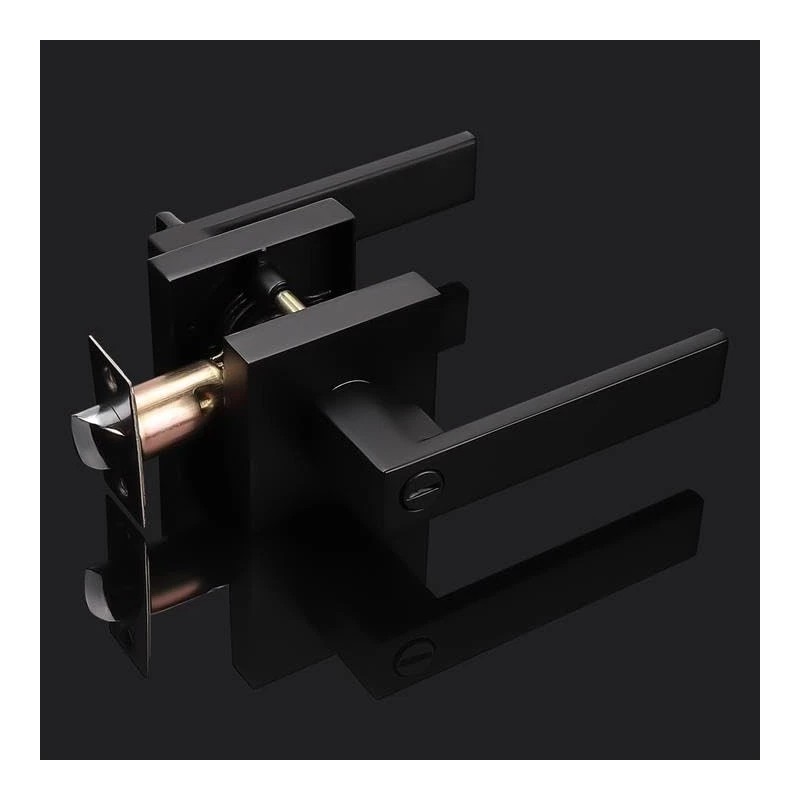 Probrico Matte Black Privacy Door Lever Lock Easy Install Bathroom