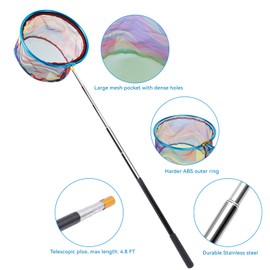 2PCS Fishing Net with Bucket Set, Collapsible Fishing Landing Net with Handle for Kids, Telescopic Kids Sand Bucket, Kids Fish Net for Freshwater Saltwater Outdoor Activities