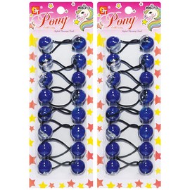 16 Pcs 20mm Hair Ties Hair Accessories for Girls Clear Two Tone Hair Ties with Balls Bubble Twinbead Ponytail Holders (Blue)