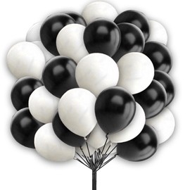 Black White Balloons 12 Inch Black & White Balloons Latex Birthday Balloons For Women Men Kids Birthday Baby Shower Black and White Wedding Decor Hen Do Decoration 30 Pack