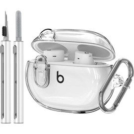 Clear Case for New Beats Studio Buds + (2023) / (2021)  Secure Lock Plus Cover Shockproof Wireless Earbuds Protective with Cleaning kit/Keychain - Color: Clear Black+P