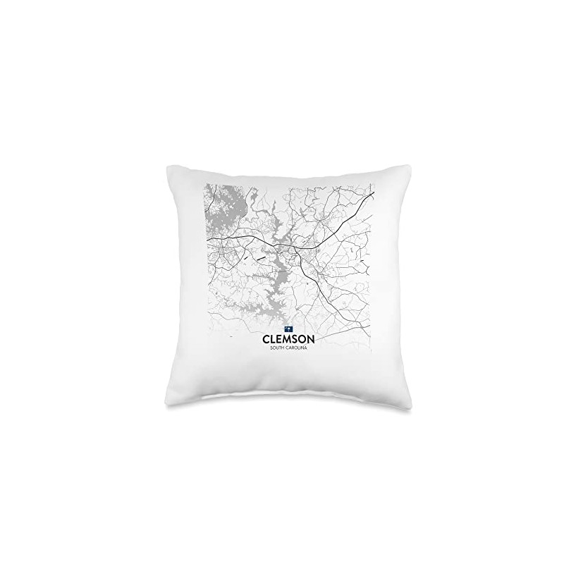 Clemson SC map travel souvenir Throw Pillow