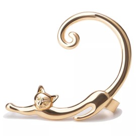 Unbranded Cute Cat Cuff Earring Wrap - Left Ear, Gold