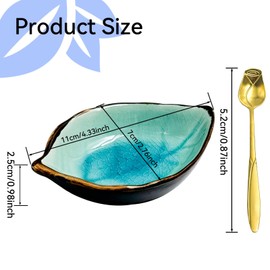 Coffee Spoon Rest, Ice Cracks Leaf Small Spoon Holder for Stove Top, Teaspoon Rest for Kitchen Counter, ceramic utensil holder for Coffee Bar Accessories(Ice Cracks Lake blue)