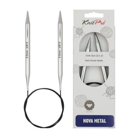 KnitPro Nova Fixed Knitting Needles – 40cm x 9mm Circular Knitting Pins, Silver