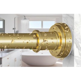 Gold Shower Curtain Rod 36-98 Inch(3-8.17ft) Never Rust Non Slip No Drilling Spring Tension Shower Rod, Adjustable Curtain Rod for Bathroom Window Patio