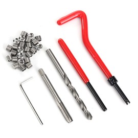 Bestgle 30 Pcs Stripped Thread Repair Insert Kit, Stainless Steel M6 x 1mm Damaged Thread Repairing Tools, Rethread Recoil Repair Kits Compatible Hand Tool Set for Automatic Repairing