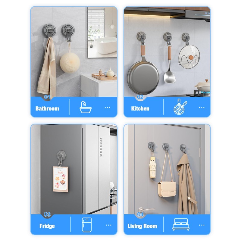JOTPE Shower Hooks Suction Cup, Heavy Duty Suction Cup Nano