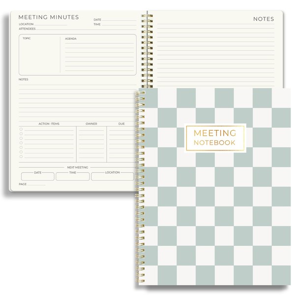 Beautiful Checkered Half-Meeting & Half-Notes - 8.5"x11" A4 Meeting Notebook