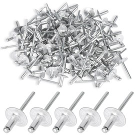 Pack of 100 Aluminium Blind Rivets with Large Head, Pop Rivets with Large Head, 5 x 13 mm (16 mm Head) Rivets, Rivets Set for Vehicles, Furniture, Machinery and Appliances