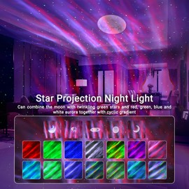 HERHOTER Star Projector,Northern Lights Projector,with Bluetooth Speaker, White Noise, Remote Control,Night Light,for Game Room, Adults, Family Gatherings,Galaxy Projector Bedroom