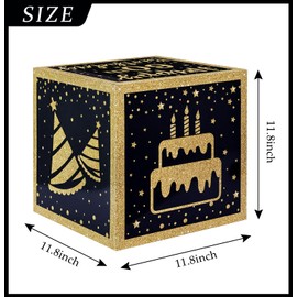 SietDESEO 3 Pcs 60th Birthday Decorations Boxes for Women Men Black and Gold Balloons Box for 60th Birthday Party Supplies Happy 60th Birthday Cardboard Box Decoration