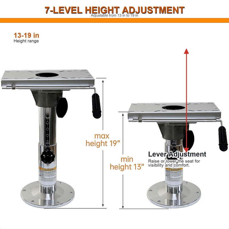 Yuleimy Adjustable Boat Seat Pedestal with Slider and Post, 13-19