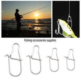 SING F LTD 140Pcs Rotating Slide Bait Hook Connectors Replacement Stainless Steel Fishing Lure Hook Connector Fishing Accessories Silver