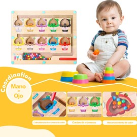 Laberinto Magnetico Montessori, Juguetes Montessori Educativo Desarrollo Intelectual para Clasificar Colores y Conteo, Juguetes Sensoriales Laberinto Magico Tablero Magnetico Niños Niñas Didacticos