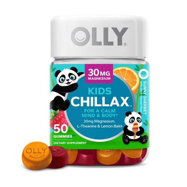 OLLY Kids Chillax Gummies, Magnesium, L-Theanine, Lemon Balm, Chewable Supplement,