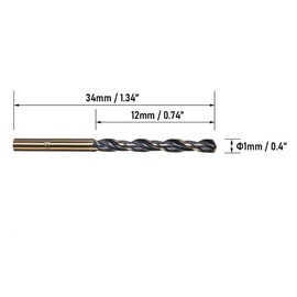 FOCMKEAS 5 PCS 1mm Twist Drill Bit High Speed Steel 4341 Straight Shank Gold and Black Coated Drilling Bits for Home Improvment DIY, Metal/Wood/Plastic