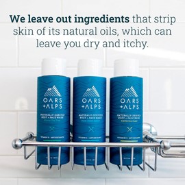 Oars + Alps Mens Moisturizing Body and Face Wash, Skin Care Infused with Vitamin E and Antioxidants, Sulfate Free, Fresh Ocean Splash, Travel Size 3.4oz 2 Pack