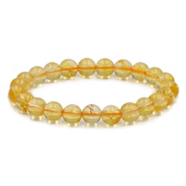 AD Beads Natural Gemstone Round Beads Stretch Bracelet Healing Reiki 8mm (Citrine)