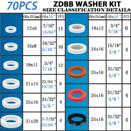 ZDBB 70 Pcs Plumbing Silicone Gasket Assortment Kit VMQ Silicone Washer Food Grade for Assorted Shower Head Garden Hose High Temperature Hot Plumbing Pipes Fittings Seal Repair