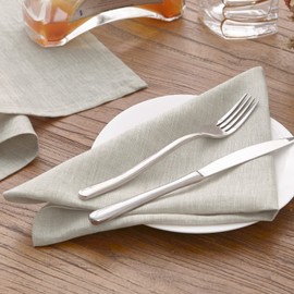 DAPU Pure Linen Napkins Set of 6, 45 x 45cm,100% French Flax Washable Home Napkins, Soft Breathable Napkins with Oeko Tex 100 Standard, Beige