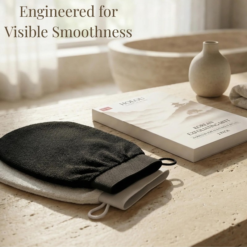 Korean Exfoliating Mitt 2 Pack – Dual Density Exfoliating Glove
