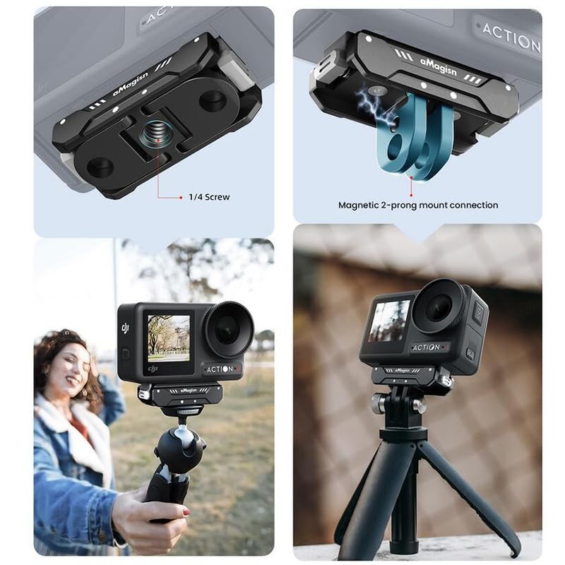 DJI Action4/Osmo Action 3 Adapter Bracket Magnetic Adapter Mount Foldable