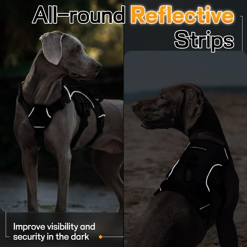 rabbitgoo Escape-Proof Dog Harness Medium with Large Handle, Anti-Pull Reflective