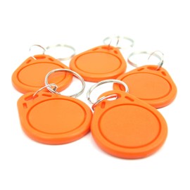 NFC Tag Pendant, 40 x 32 mm, NXP NFC Chip, 180 Bytes, Orange, Ideal for Device/Profile Control (WLAN, Bluetooth, Apps), Compatible with All NFC Smartphones and Tablets, Pack of 5