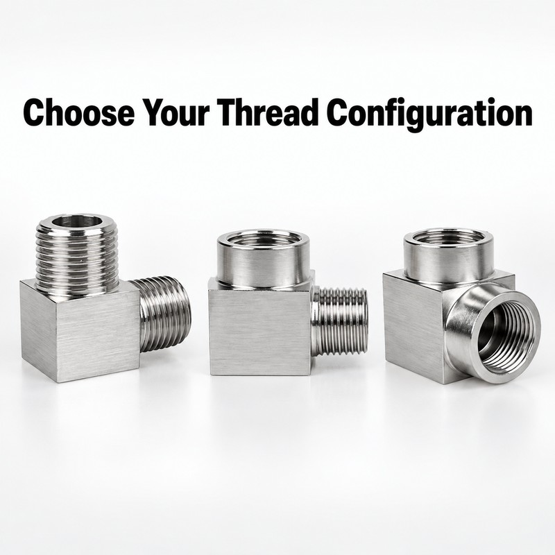 304 Stainless Steel 90° Elbow Pipe Fitting – Male/Female Threaded