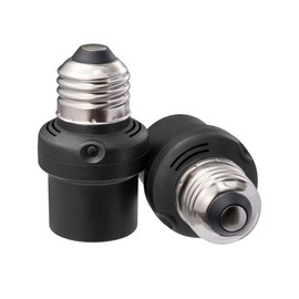 DEWENWILS Light Sensor Socket 2 Pack, Automatic Dusk to Dawn E26/E27 Socket Adapter, Double Sensors for Porch/Wall Light Fixtures, Compatible with Incandescent/CFL/LED/Halogen, Black