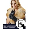 VIKIDEER Winter Warm Cashmere Lining Rabbit Fur Cuffs Leather Gloves