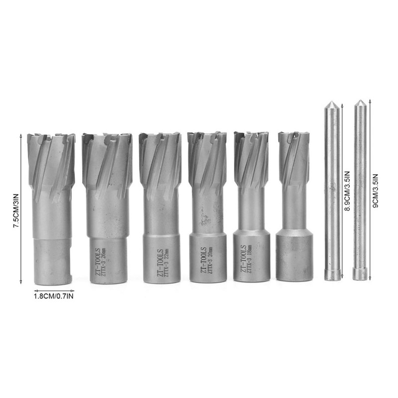 3/4" Weldon Shank Annular Cutter Set 35mm Depth 16/18/20/22/24/26mm for