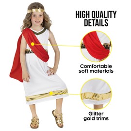 Fun Shack Fun Shack Roman Greek Goddess Costume for Girls - Ancient Greek Dress for Kids - Roman Themed Dress Up Outfit, Large