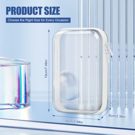 QEEYON Clear Travel Toiletry Bag, 2 Pack Clear Hard Shell Zipper Case, Carry On Clear Plastic Bags for Airport Security, Double Zippered Cosmetic Bag for Make Up Tools, Toiletries, Building Blocks