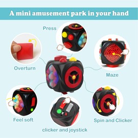 HILUDEER Fidget Toys Adults, Travel Toys for Kids 8-12, Anxiety Relief Cube Stress Relief Fidgette Toy , Quiet Sensory Toys Pop Fidget It for Teens 5 6 7 9 10 11 Years Old Boy Girl (Black)