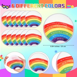 HyDren 36 Set End of The Year Gifts Rainbow Flying Disc Foldable Fans Bulk with Inspirational Card Organza Bag Beach Flying Disc for Fun Graduation Summer Birthday Party Favors Outdoor Activity Game
