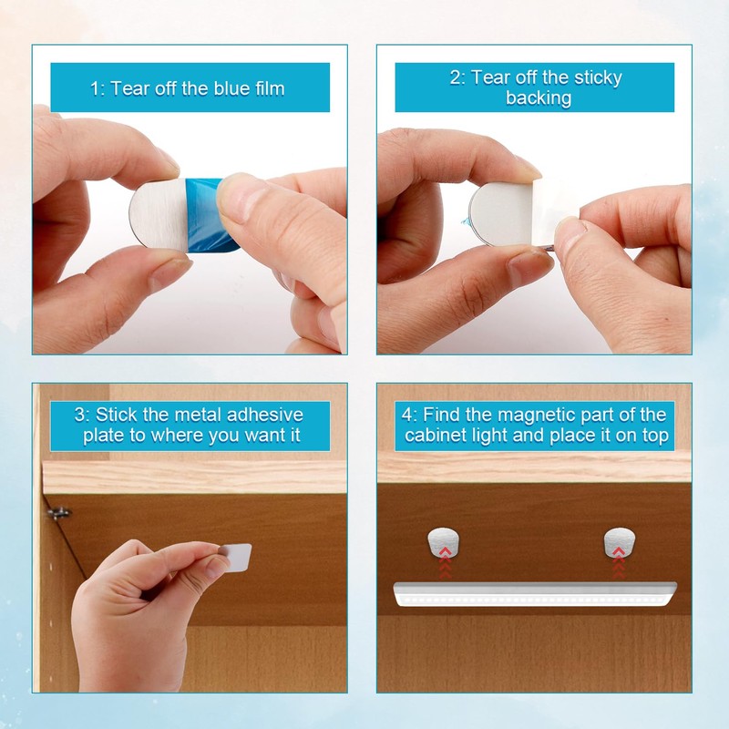 6pcs Under Cabinet Lights Magnetic Sticky, Metal Replacement Magnetic Strips