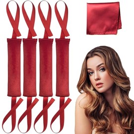 Lanzhire - Rizadores de pelo jumbo sin calor para rizos durante la noche, barra flexible con cinta, sin rulos de calor para dormir, varillas suaves si