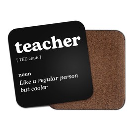 Teacher Square Coaster - Tutor Dictionary Regular But Cooler Definition Funny Joke Hobby Men Women Kitchen Drink #82655