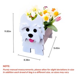 strolfay West Highland White Dog Planter Plant Pots,Cute Dog Flower Planter,Gifts for Pet Lovers,Unique Animal Plant Pots,Office,Indoor Outdoor Garden Decor(9.45 * 8.38 * 11.85in)