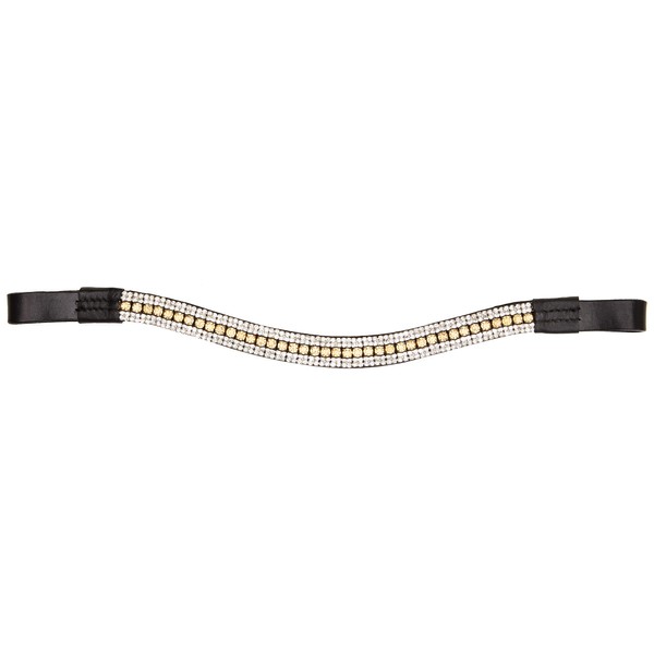 Cwell Equine New Diamante Bling Sparkly Browband 5 Rows Crystals Dressage Light Colarado Clear Black Leather (Cob 15 Inches)