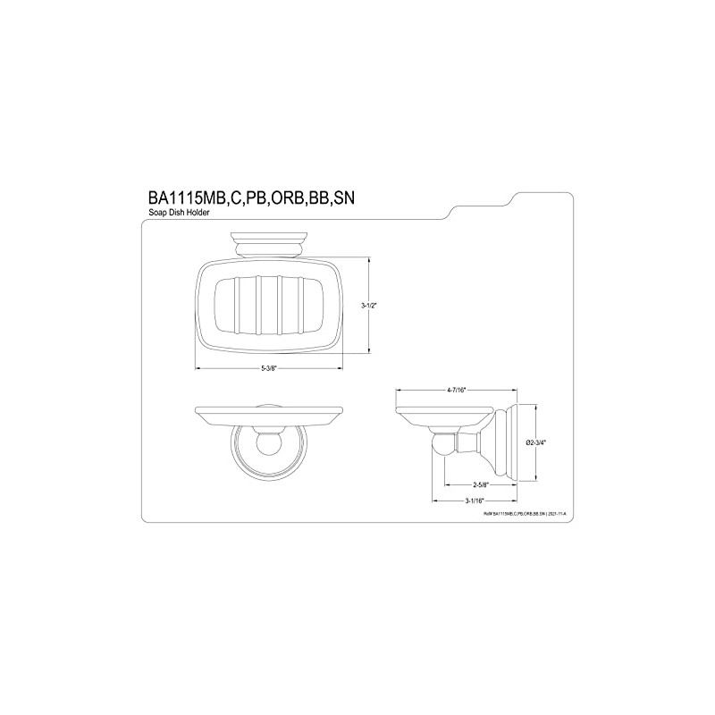 Kingston Brass BA1115C Victorian Soap Dish, Polished Chrome,5-1/4"