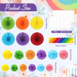 Gaillty 48 Pcs Back to School Decorations 3D Paper Flower Bulletin Board Colorful Floral Bulletin Board Set with Paper Fans Tissue Flower for Classroom Blackboard Home Wall Decor(Classic)