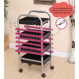 Dream Premium 60 Spool Glitter Braiding Hair Rack (Glitter Pink)