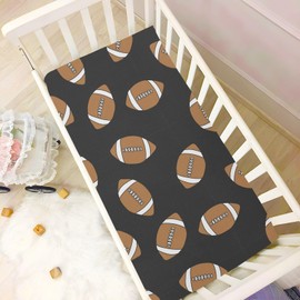 Pfrewn Crib Sheets for Boys Girls American Football Ball Fitted Crib Sheet Fits Standard Crib Mattress Pads Stretch Soft Toddler Baby Sheet,52x28IN