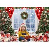 LYCGS 7X5ft Christmas Backdrop Christmas Window Backdrop for Photography Winter