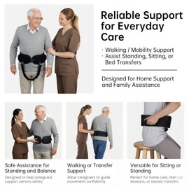NurtureCare Gait Belt, Upgraded with Metal Buckle & Detachable Leg Straps, 7 Reinforced Handles, Transfer & Lift Belt for Seniors & Elderly, Walking Support and Mobility Assistance (Black, Medium)