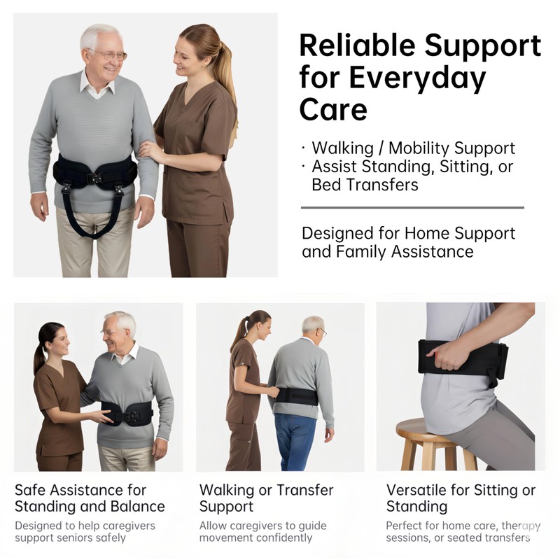 NurtureCare Gait Belt, Upgraded with Metal Buckle & Detachable Leg